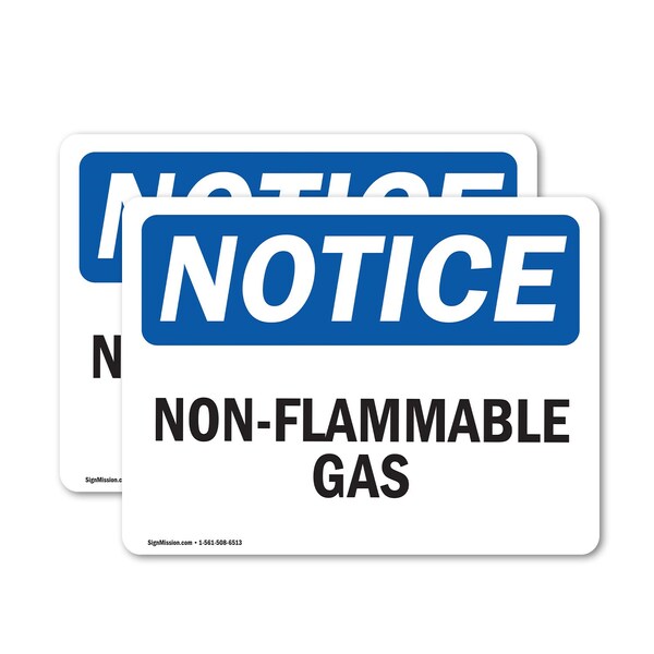Signmission Non-Flammable Gases OSHA Notice Sign, Vinyl Decal, 14in W x 10in L, 2PK OS-2PACK-NS-D-1014-L-15064 - main